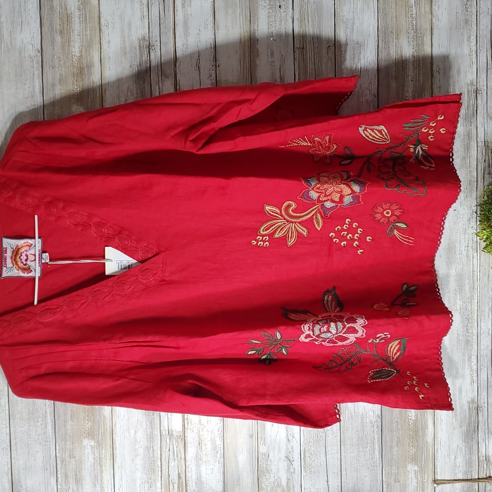 New Johnny Was 100% Linen "Messine" Top sz L